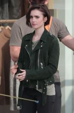 LILY COLLINS on the sSet of a Lancome Ads in Los Angeles 01/14/2016