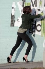 LILY COLLINS on the sSet of a Lancome Ads in Los Angeles 01/14/2016
