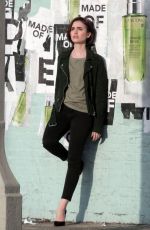 LILY COLLINS on the sSet of a Lancome Ads in Los Angeles 01/14/2016