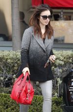 LILY COLLINS Out Shopping in West Hollywood 01/07/2016