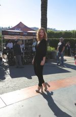 LILY JAMES on the Set of Extra in Universal City 01/26/2016