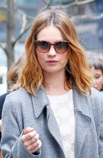 LILY JAMES Out for Breakfast at The Brooklyn Diner in New York 01/27/2016