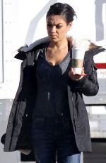 MILA KUNIS on the Set of Bad Moms in New Orleans 01/13/2016