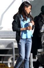MILA KUNIS on the Set of Bad Moms in New Orleans 01/13/2016