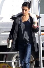 MILA KUNIS on the Set of Bad Moms in New Orleans 01/13/2016