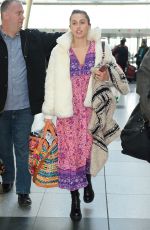 MILEY CYRUS Arrives at JFK Airport in New York 01/18/2016