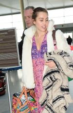 MILEY CYRUS Arrives at JFK Airport in New York 01/18/2016