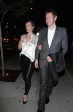 MILLA JOVOVICH at Boa Steakhouse in West Hollywood 01/08/2016 