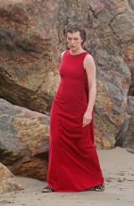 MILLA JOVOVICH on the Set of a Photoshoot in Malibu 01/19/2016
