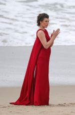 MILLA JOVOVICH on the Set of a Photoshoot in Malibu 01/19/2016