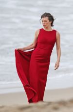 MILLA JOVOVICH on the Set of a Photoshoot in Malibu 01/19/2016