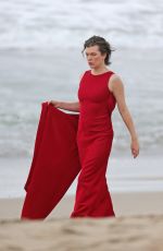 MILLA JOVOVICH on the Set of a Photoshoot in Malibu 01/19/2016