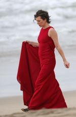 MILLA JOVOVICH on the Set of a Photoshoot in Malibu 01/19/2016