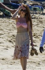 NICOLA ROBERTS in Bikini Top at a Beach in Barbados 01/19/2016