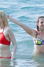 NINA DOBREV and JESSICA SZOHR in Bikinis at a Beach in Miami 01/29/2016