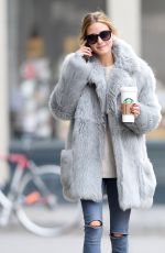 OLIVIA PALERMO in a Fur Coat Out for Coffee in Bew York 01/15/2016