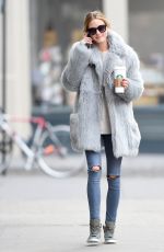 OLIVIA PALERMO in a Fur Coat Out for Coffee in Bew York 01/15/2016
