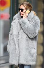 OLIVIA PALERMO in a Fur Coat Out for Coffee in Bew York 01/15/2016