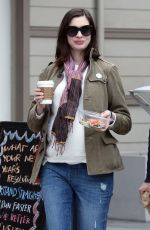 Pregnant ANNE HATHAWAY at a Park in Los Angeles 01/29/2016