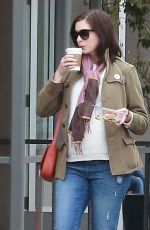 Pregnant ANNE HATHAWAY at a Park in Los Angeles 01/29/2016