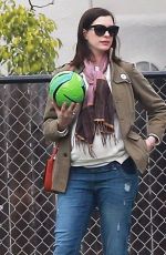 Pregnant ANNE HATHAWAY at a Park in Los Angeles 01/29/2016