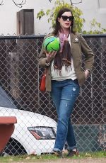 Pregnant ANNE HATHAWAY at a Park in Los Angeles 01/29/2016