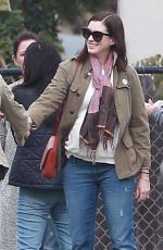 Pregnant ANNE HATHAWAY at a Park in Los Angeles 01/29/2016