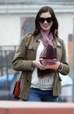 Pregnant ANNE HATHAWAY at a Park in Los Angeles 01/29/2016