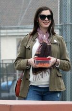 Pregnant ANNE HATHAWAY at a Park in Los Angeles 01/29/2016