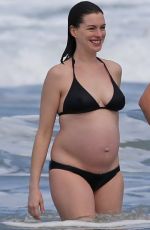 Pregnant ANNE HATHAWAY in Bikini at a Beach in Hawaii 01/03/2016