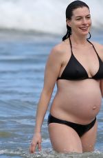 Pregnant ANNE HATHAWAY in Bikini at a Beach in Hawaii 01/03/2016