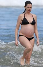 Pregnant ANNE HATHAWAY in Bikini at a Beach in Hawaii 01/03/2016