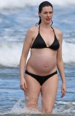 Pregnant ANNE HATHAWAY in Bikini at a Beach in Hawaii 01/03/2016