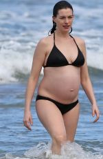 Pregnant ANNE HATHAWAY in Bikini at a Beach in Hawaii 01/03/2016