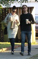 Pregnant ANNE HATHAWAY Leaves M Cafe in Los Angeles 01/26/2016