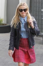 REESE WITHERSPOON in Plaid Skirt Out in Santa Monica 01/15/2016