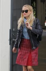 REESE WITHERSPOON in Plaid Skirt Out in Santa Monica 01/15/2016