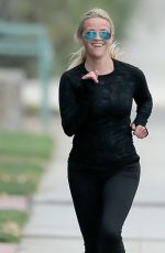 REESE WITHERSPOON Out Jogging in Brentwood 01/19/2016