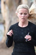 REESE WITHERSPOON Out Jogging in Brentwood 01/19/2016