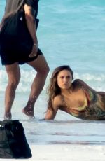 RONDA ROUSEY in Body Paint at Sports Illustrated Photoshoot in Bahamas, January 2016