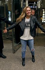 RONDA ROUSEY in Ripped Jeans at Her Hotel in New York 01/19/2016