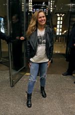 RONDA ROUSEY in Ripped Jeans at Her Hotel in New York 01/19/2016