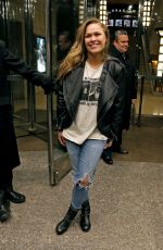 RONDA ROUSEY in Ripped Jeans at Her Hotel in New York 01/19/2016
