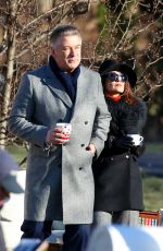 SALMA HAYEK on the Set of Drunk Parents Movie with Alec Baldwin in New York 01/22/2016