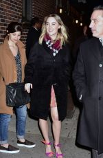 SAOIRSE RONAN Arrives at The Late Show in New York 01/12/2016
