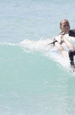 SUKI WATERHOUSE in Bikini Bottom Surfing in Barbados 01/04/2016