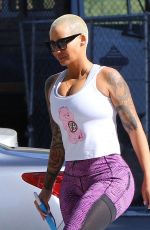 AMBER ROSE Getting a Pedicure and Heading to LA Fitness Center in Studio City 02/05/2016