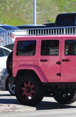 AMBER ROSE in Her Pink Jeep Driving Around in Los Angeles 02/01/2016