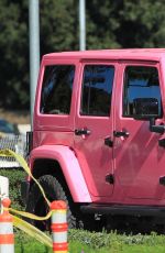 AMBER ROSE in Her Pink Jeep Driving Around in Los Angeles 02/01/2016