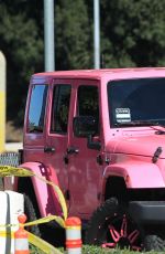 AMBER ROSE in Her Pink Jeep Driving Around in Los Angeles 02/01/2016